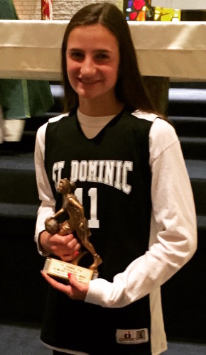 FLG 2019, Catherin McAuliffe, earned the Ed Miranda CYO Award for basketball!